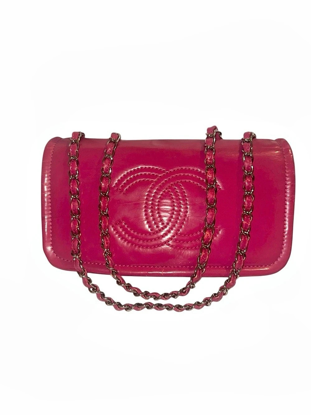 Chanel Classic Flap Patent Shoulder Bag in Pink